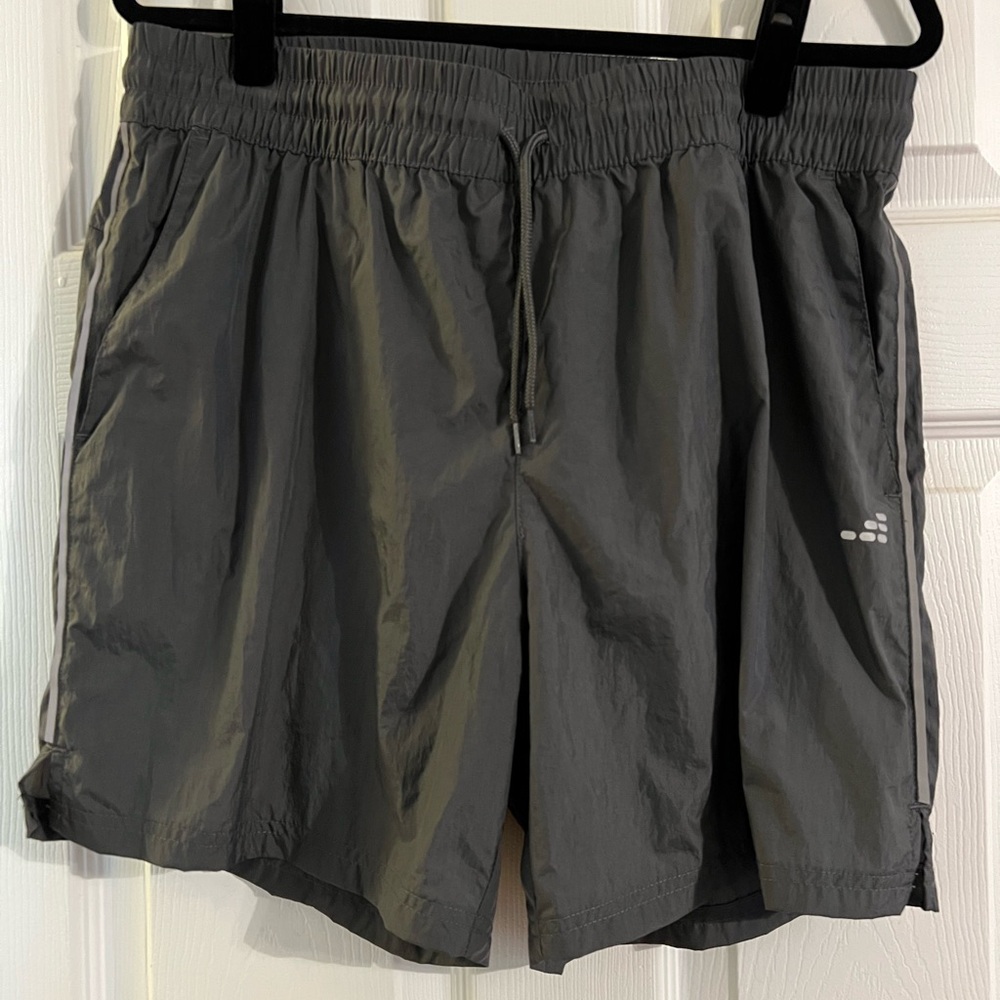 BCG Gray Sports Shorts with Reflective Stripe. 6” Inseam.